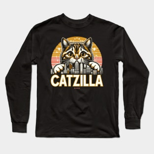 Funny Cat Catzilla Long Sleeve T-Shirt